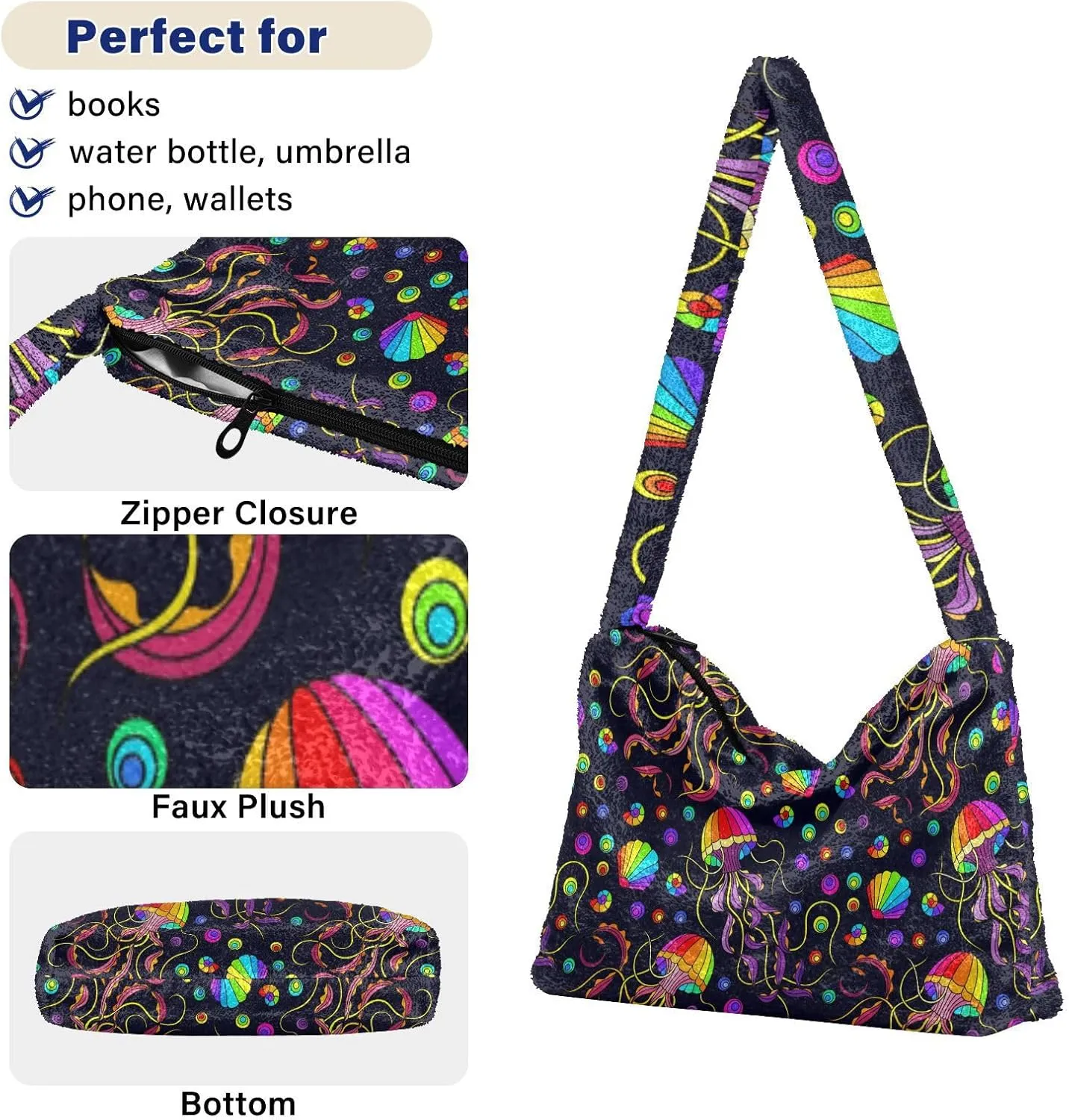 Floral Flower Texture Women's Shoulder Bag, Tote Shoulder Bag with Zipper, Shoulder Handbag Women