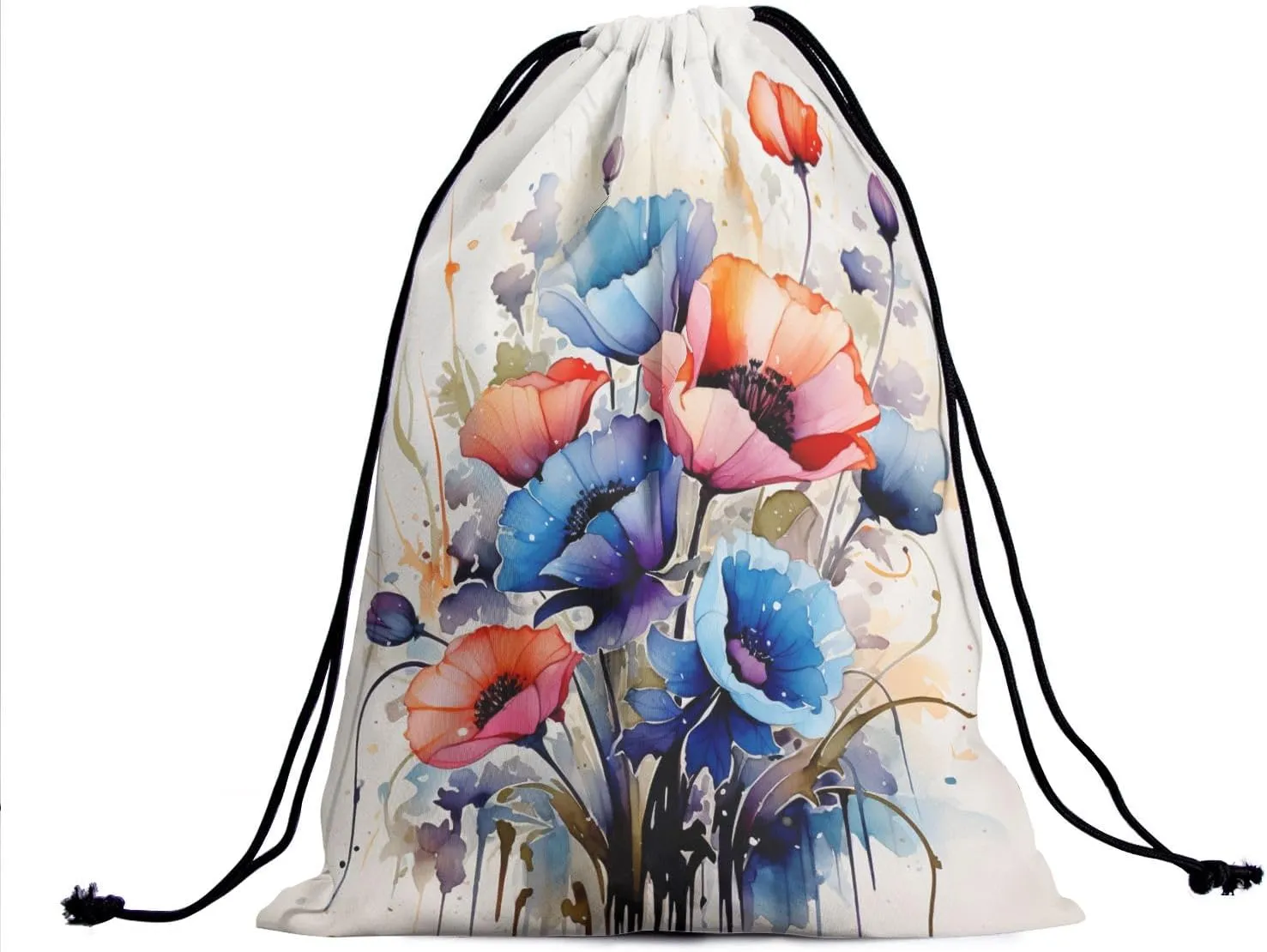Flowers Painting Gymnastics Drawstring Bag - Floral Grip Bag Adjustable Flower Plant Sports Gym Bag Blossom String Bag Party Favors Bags