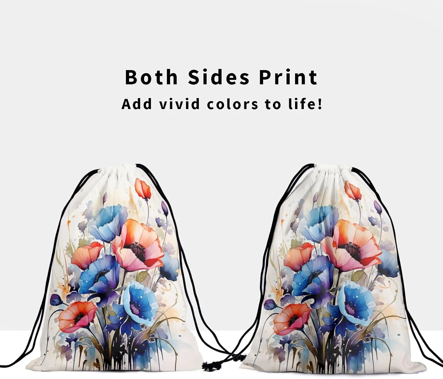 Flowers Painting Gymnastics Drawstring Bag - Floral Grip Bag Adjustable Flower Plant Sports Gym Bag Blossom String Bag Party Favors Bags