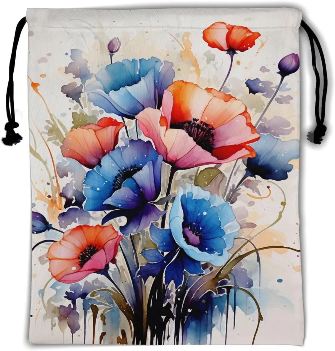 Flowers Painting Gymnastics Drawstring Bag - Floral Grip Bag Adjustable Flower Plant Sports Gym Bag Blossom String Bag Party Favors Bags