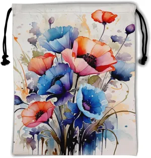 Flowers Painting Gymnastics Drawstring Bag - Floral Grip Bag Adjustable Flower Plant Sports Gym Bag Blossom String Bag Party Favors Bags