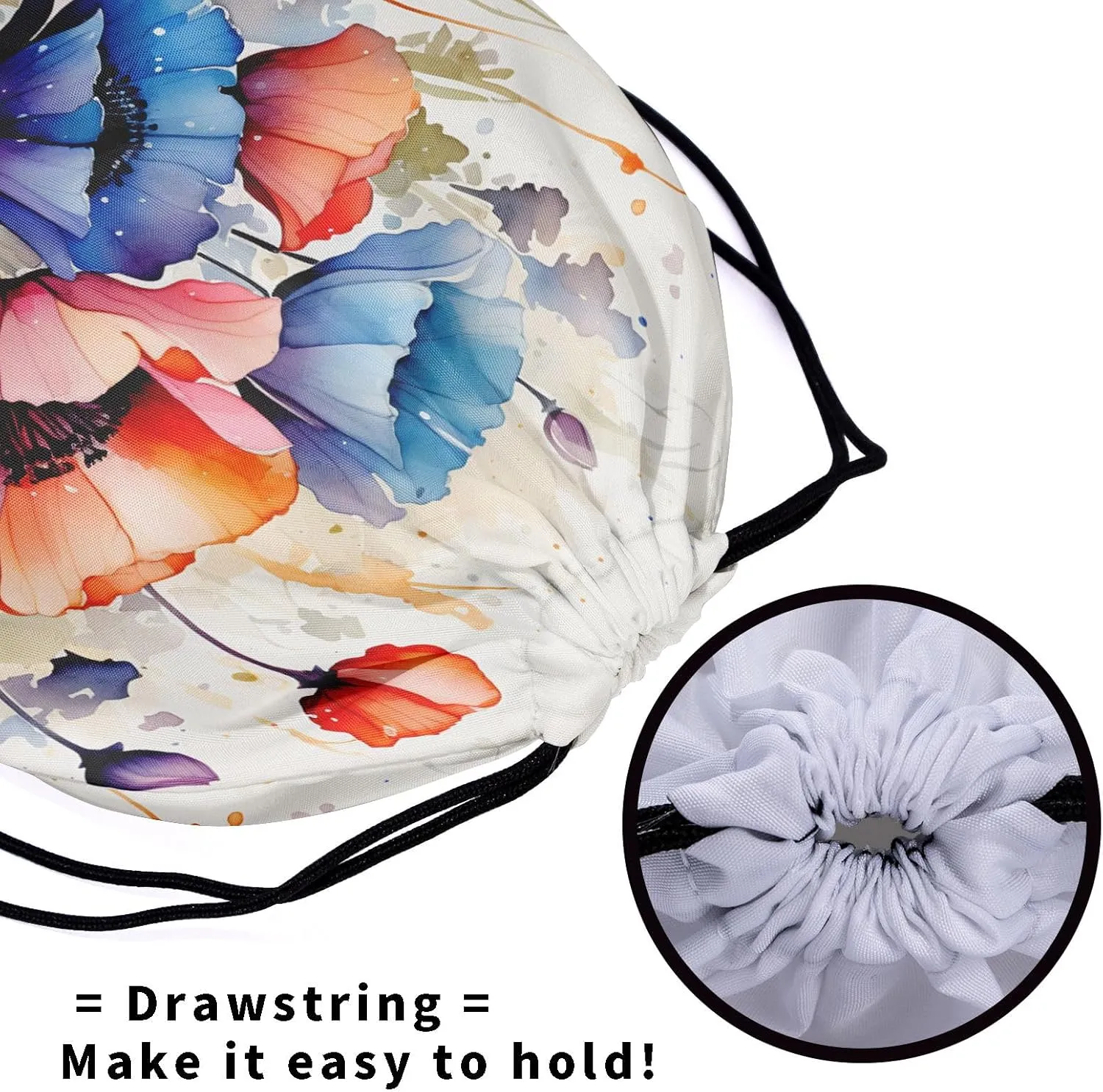 Flowers Painting Gymnastics Drawstring Bag - Floral Grip Bag Adjustable Flower Plant Sports Gym Bag Blossom String Bag Party Favors Bags