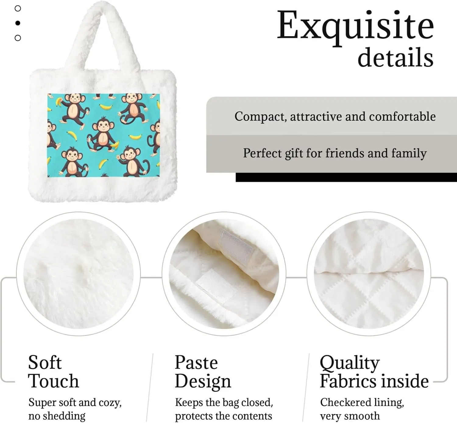 Fluffy Bag Fluffy Shoulder Bag Furry Plush Handbag Faux Fur Flower Tote Bag for Ladies Women