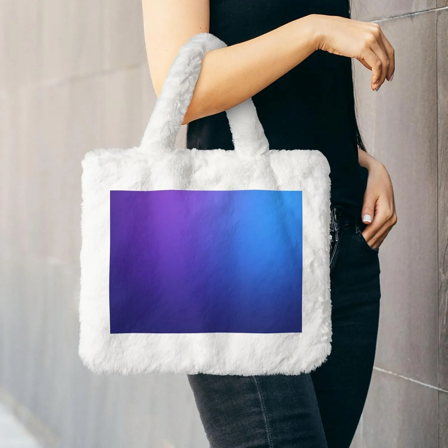 Fluffy Bag Fluffy Shoulder Bag Furry Plush Handbag Faux Fur Flower Tote Bag for Ladies Women