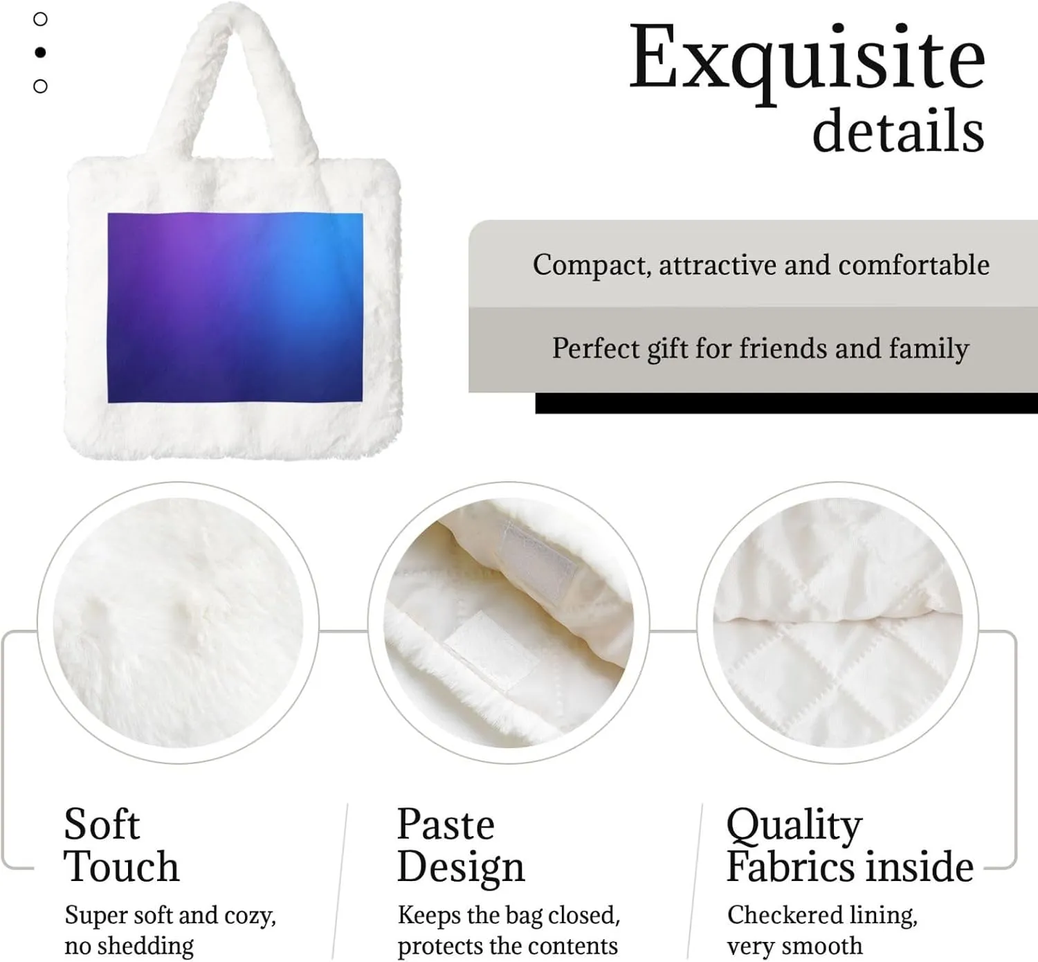 Fluffy Bag Fluffy Shoulder Bag Furry Plush Handbag Faux Fur Flower Tote Bag for Ladies Women
