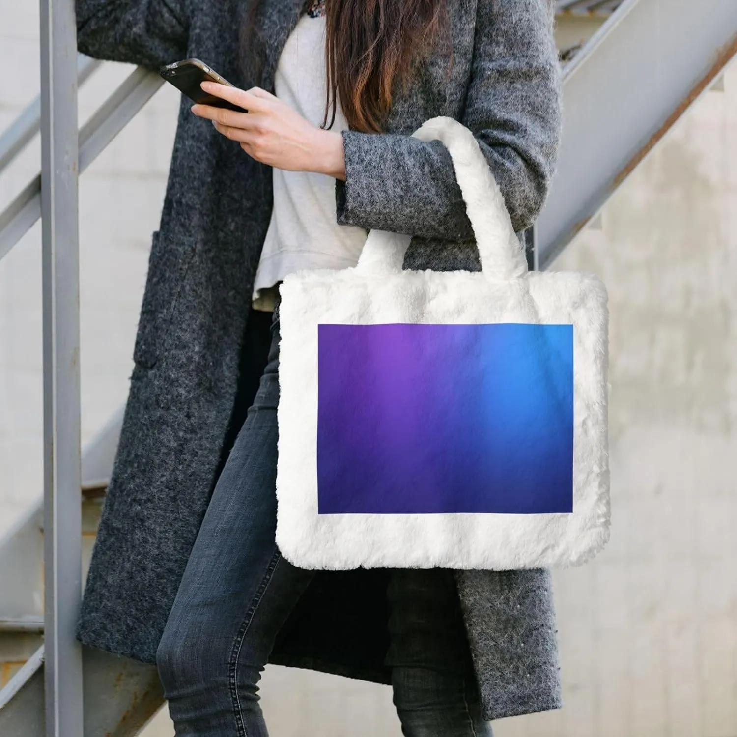 Fluffy Bag Fluffy Shoulder Bag Furry Plush Handbag Faux Fur Flower Tote Bag for Ladies Women
