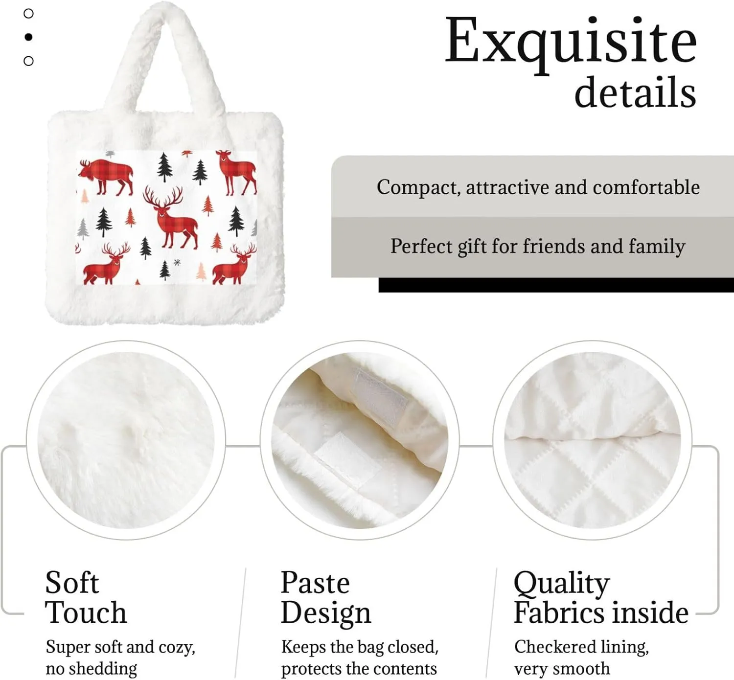 Fluffy Shoulder Bag Plush Bags Women Ladies Tote Bag Fluffy White Furry Purse Handbag for Autumn Winter