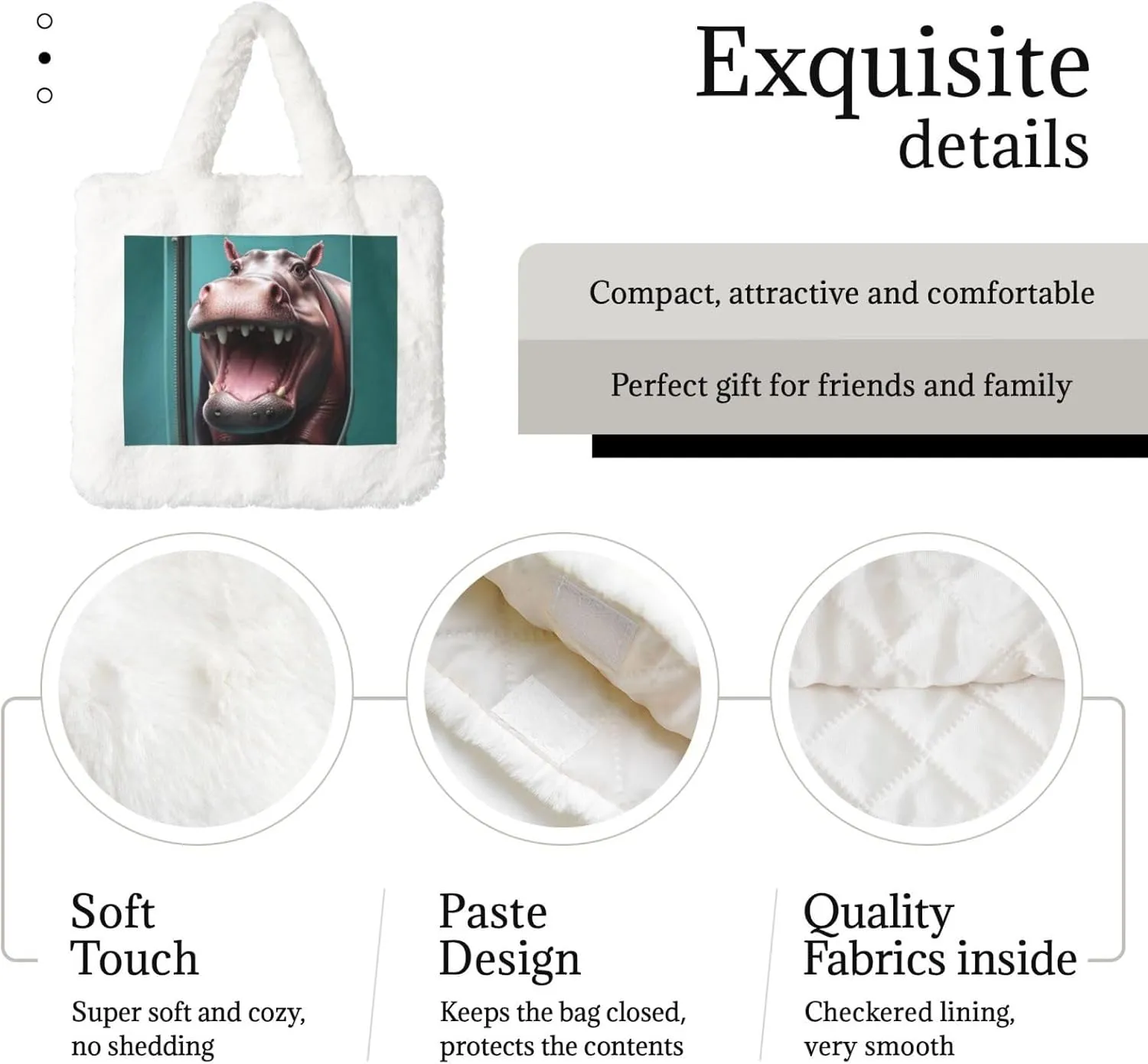Fluffy Tote Bag for Women, Cute Fuzzy Tote Handbag Faux Fur Bag Furry Purse