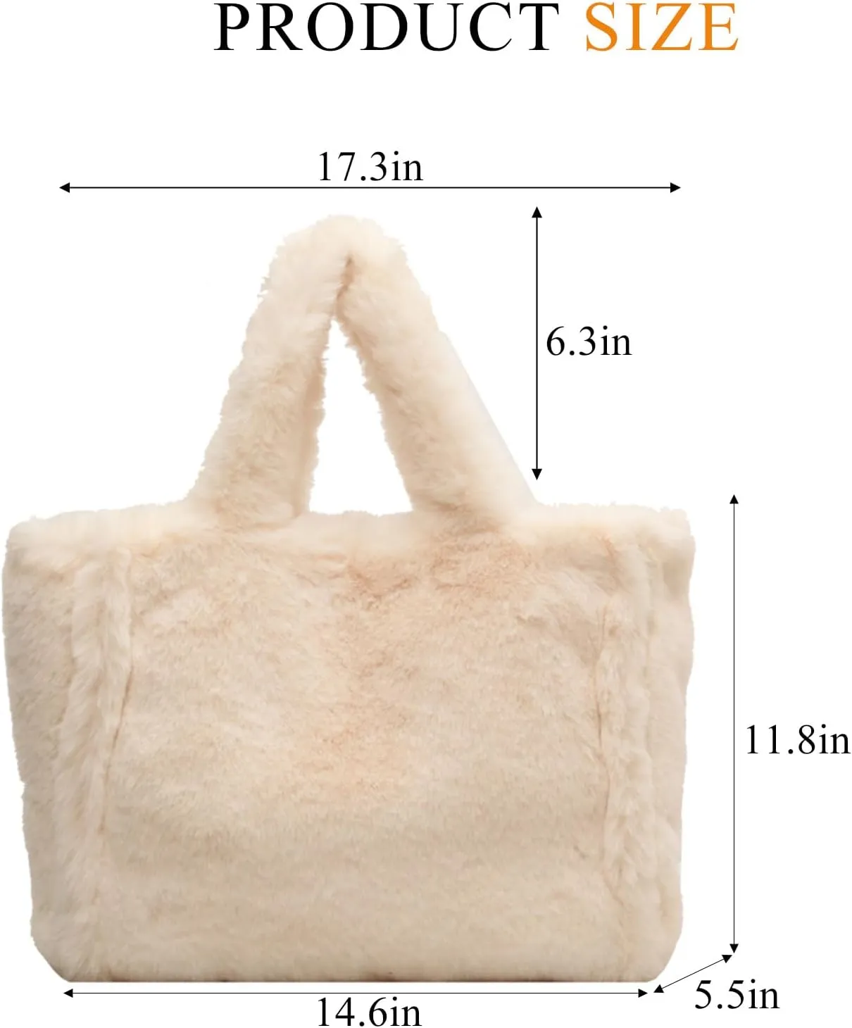Fluffy Tote Bag Large Fur Purses for Women Winter Fuzzy Totes Furry Shoulder Handbag Plush Bags