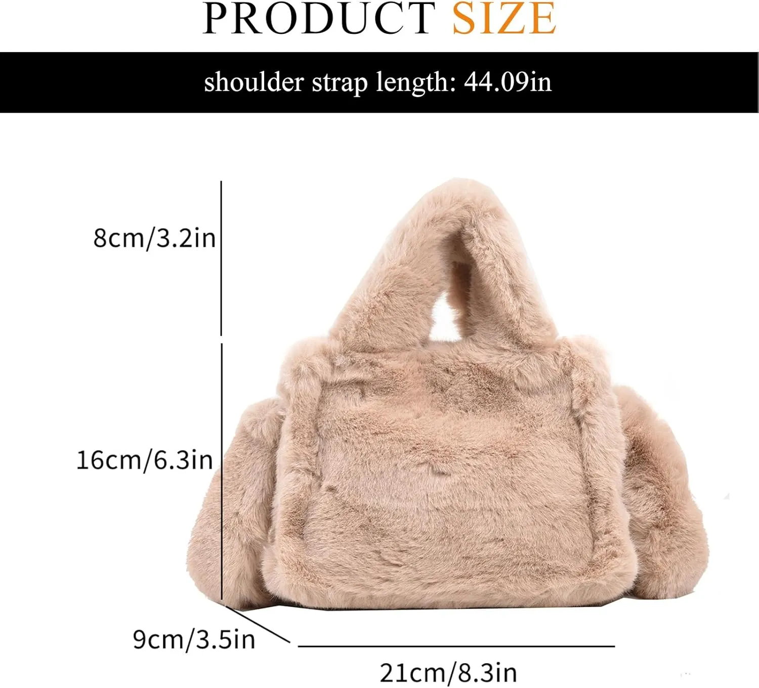 Fluffy Tote Bag Mini Faux Fur Purses for Women Winter Fuzzy Tote Soft Furry Crossbody Handbag Plush Bags