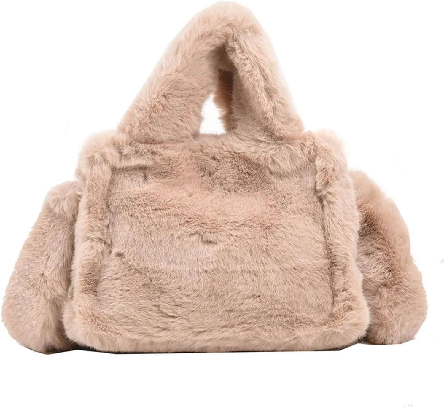 Fluffy Tote Bag Mini Faux Fur Purses for Women Winter Fuzzy Tote Soft Furry Crossbody Handbag Plush Bags