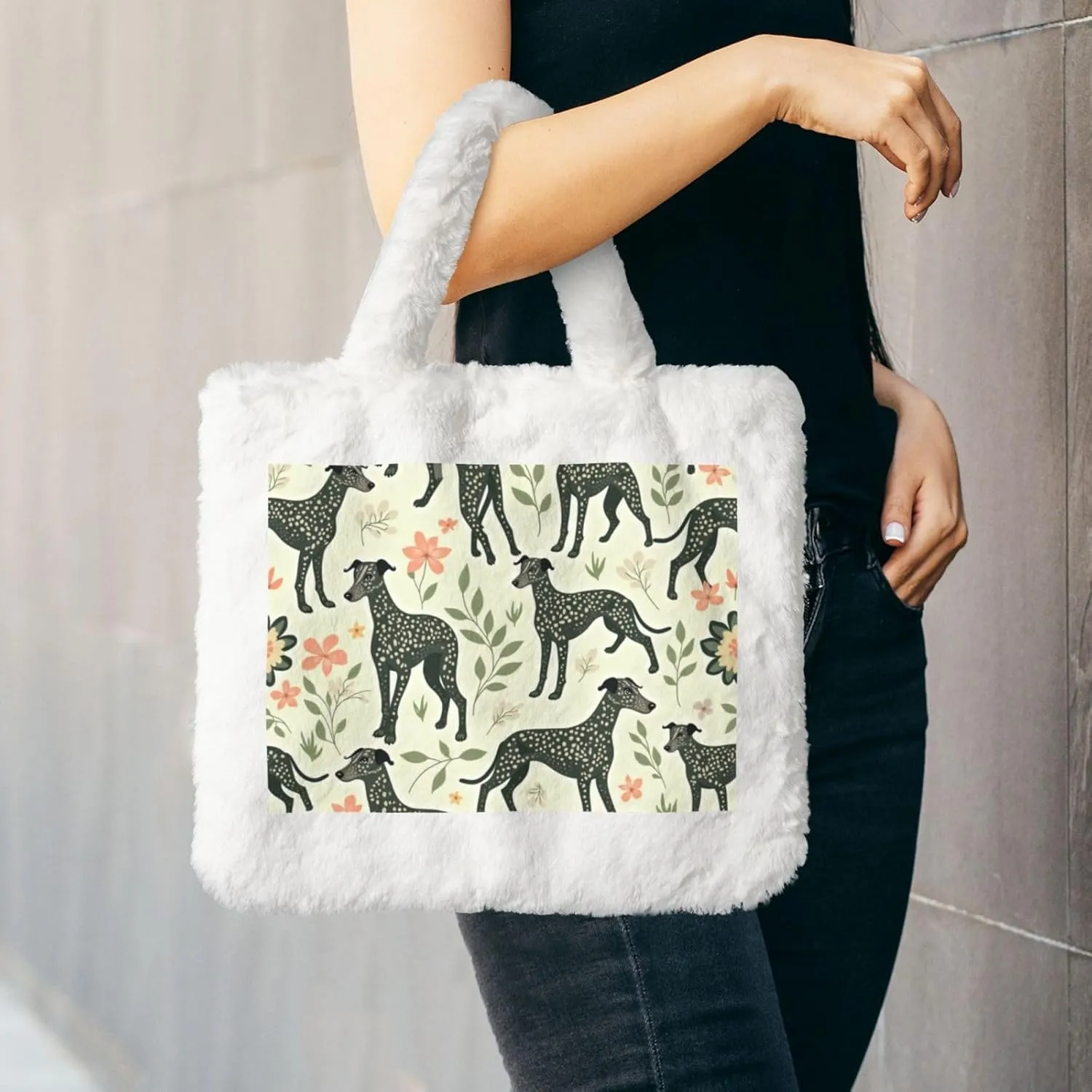 Fluffy Tote Bag, Winter Furry Purse for Women Faux Fur Bag Plush Purse Fuzzy Shoulder Handbag