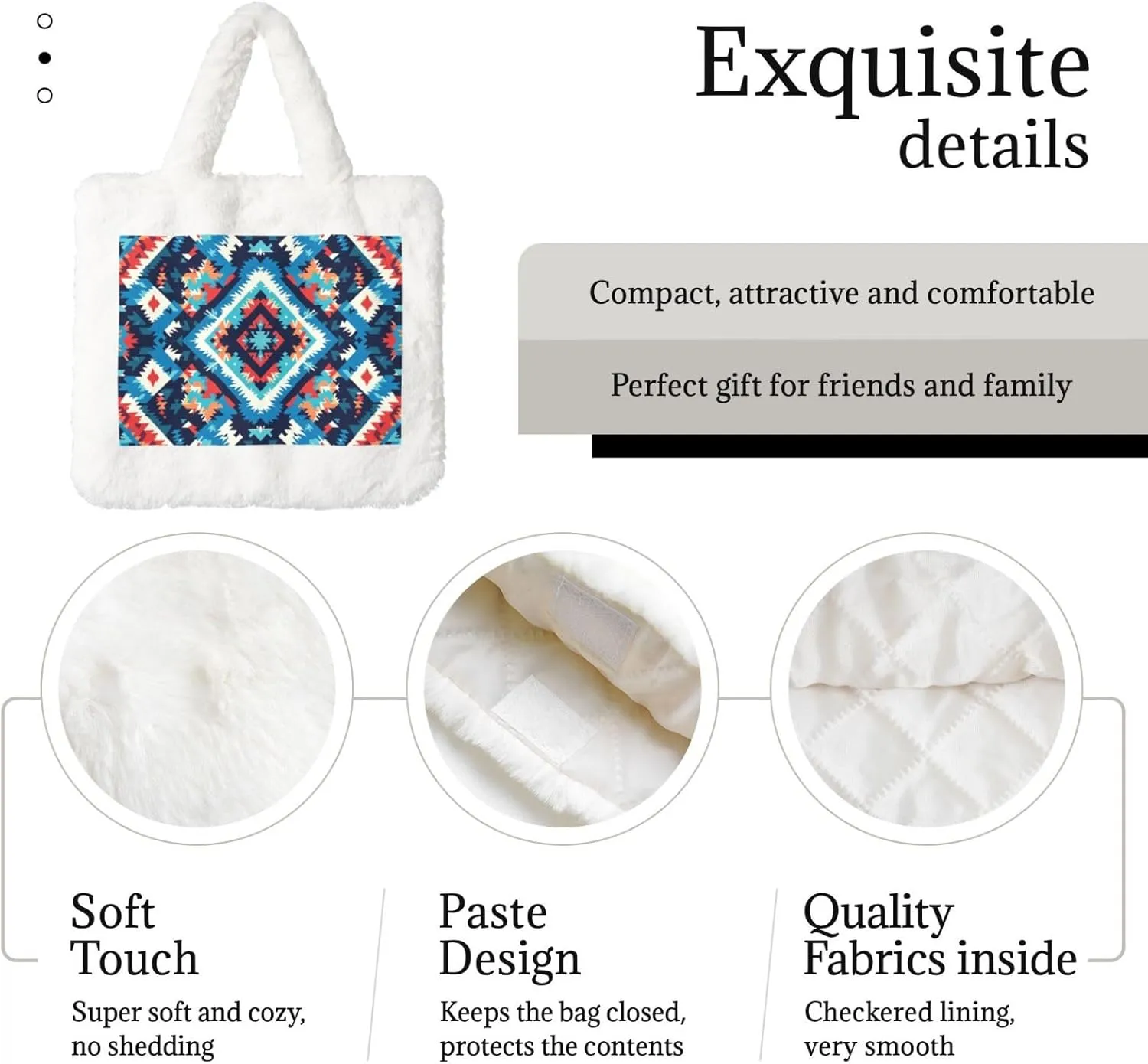 Fluffy Tote Bag, Winter Furry Purse for Women Faux Fur Bag Plush Purse Fuzzy Shoulder Handbag