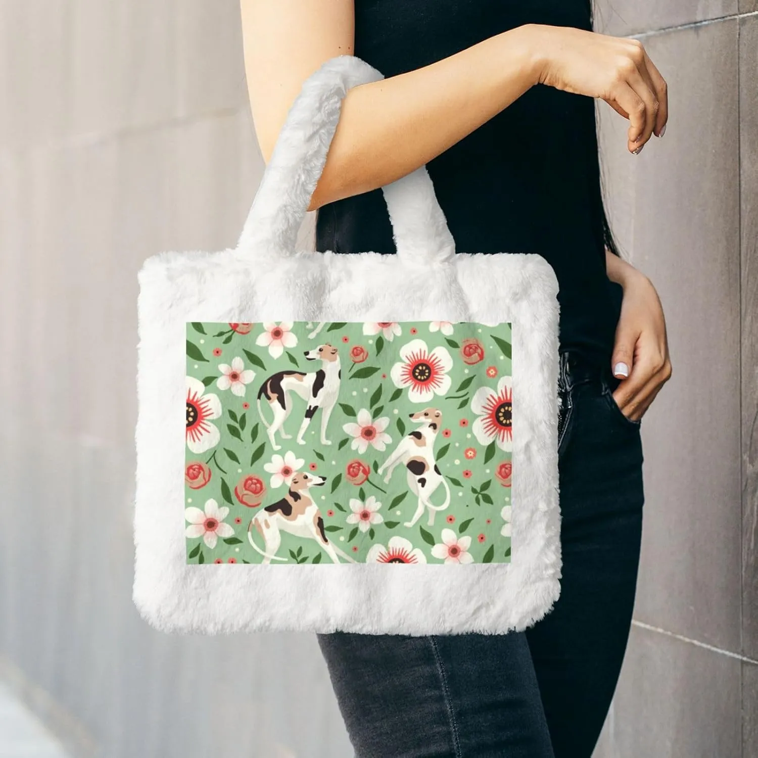 Fluffy Tote Bag, Winter Furry Purse for Women Faux Fur Bag Plush Purse Fuzzy Shoulder Handbag