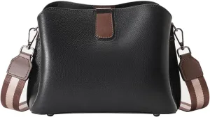 FOXLOVER Crossbody Bags for Women Zip Cell Phone Leather Handbag with Colored Shoulder Strap