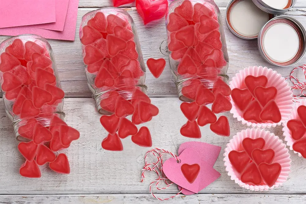 Fruidles Valentine's Cherry JuJu Hearts Jelly, Delicious Gummy Candy, Fun and Festive Holiday Snacking, Party Favor (1 Pound)