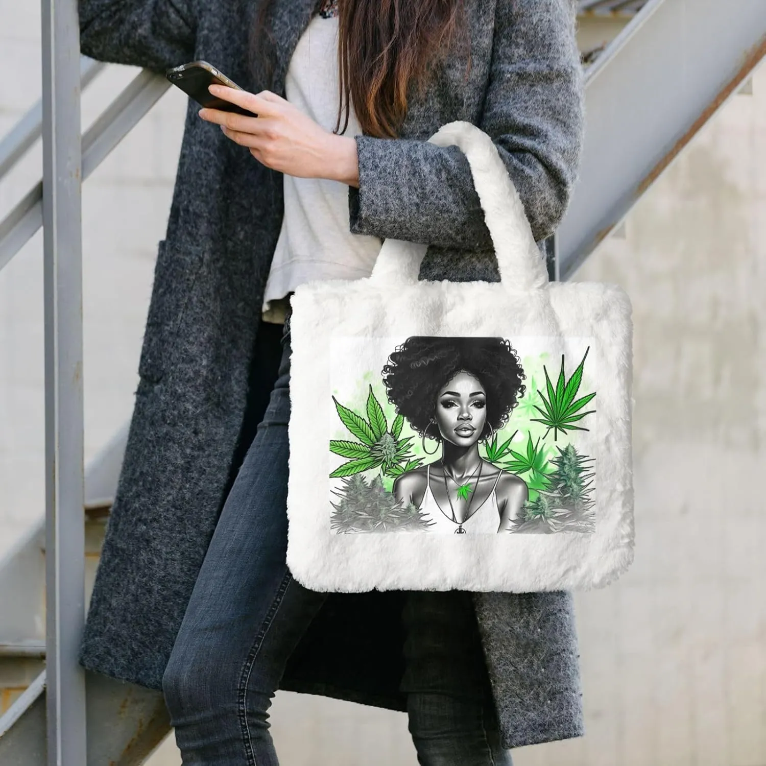 Furry Purse for Women, Plush Shoulder Handbag Faux Fur Bag Fluffy Tote Bag, Winter Tote Handbag