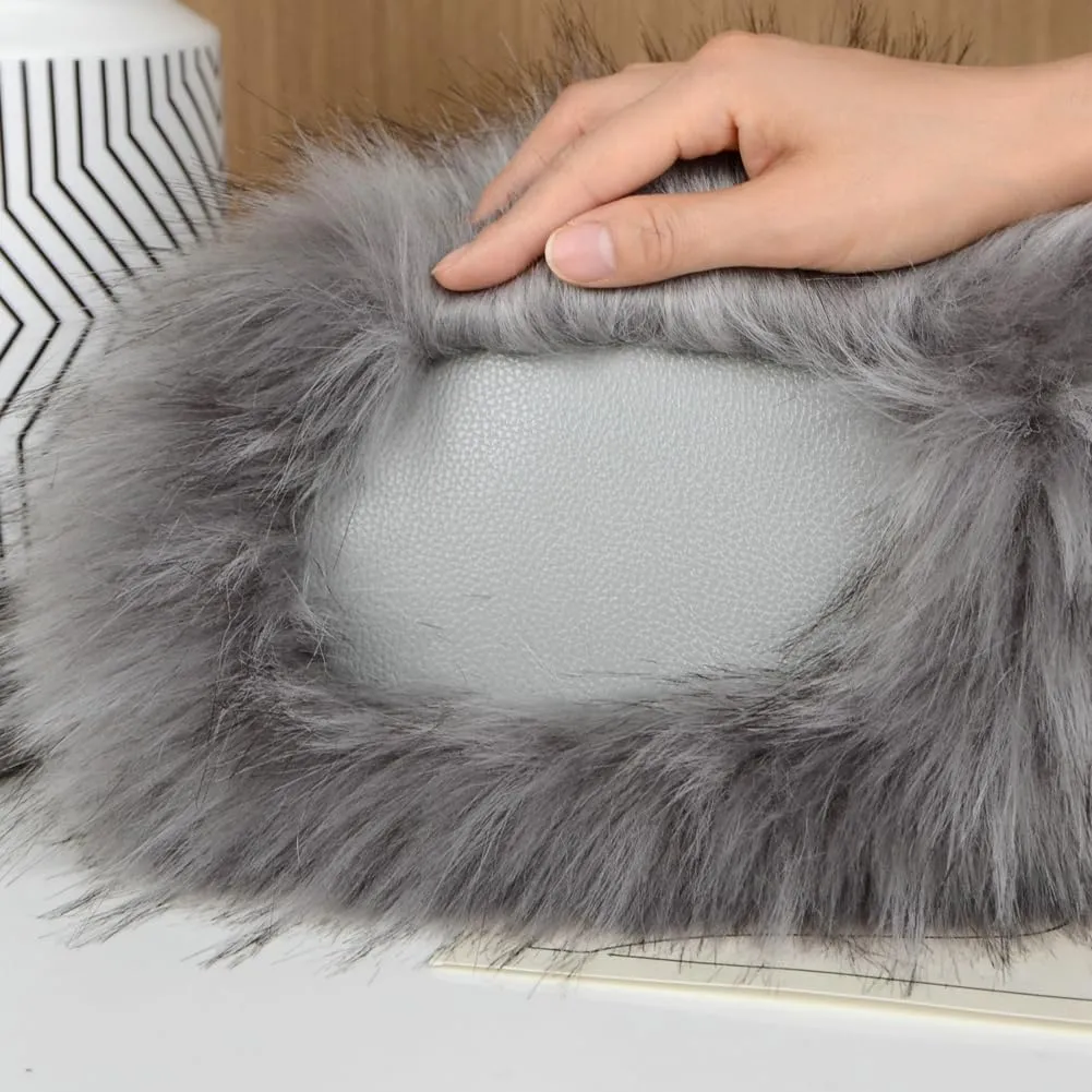 Furry Tote Bag for Women - Y2K Fluffy Shoulder Handbag with Faux Fur Top Handle