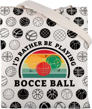 FUSTMW Bocce Ball Tote Bags for Bocce Ball Lover I Would Rather Be Playing Bocce Ball Large Reusable Canvas Shopping Bag