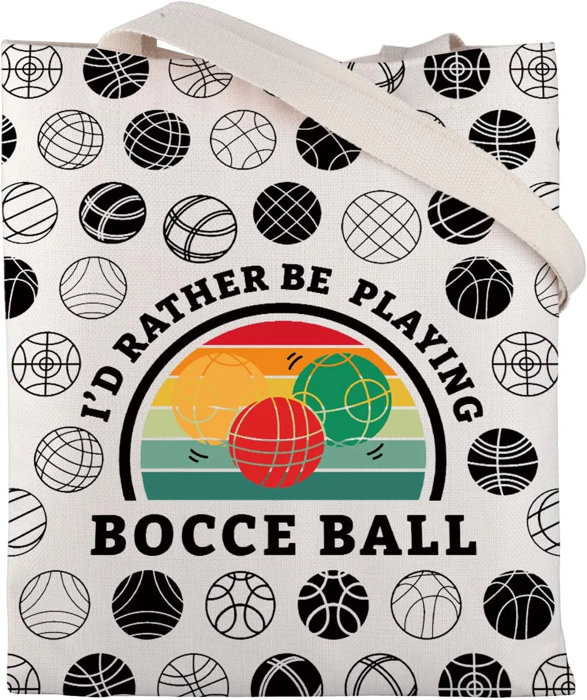FUSTMW Bocce Ball Tote Bags for Bocce Ball Lover I Would Rather Be Playing Bocce Ball Large Reusable Canvas Shopping Bag