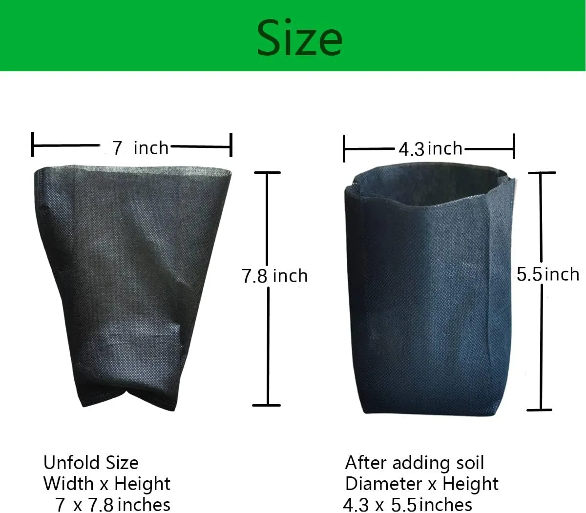 gardtree Plant Nursery Bags 7” x 7.87” 150PCS, Non-Woven Biodegradable Plant Grow Bags Fabric Seedling Starter Bags for Vegetable Flower Fruit Saplings Tree, Home Garden Supply