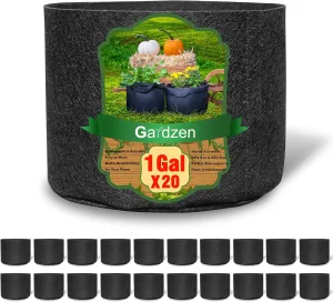 Gardzen 20-Pack 1 Gallon Nonwoven Grow Bags, Aeration Fabric Pots