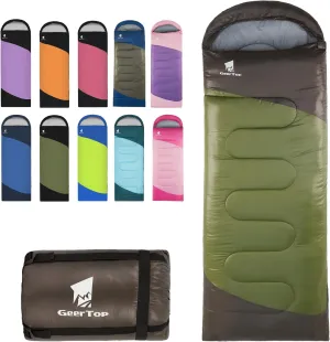 GEERTOP Backpacking Sleeping Bag for Camping, Lightweight Sleeping Bags for Adults Kids Summer Warm Cold Weather Hiking Travel