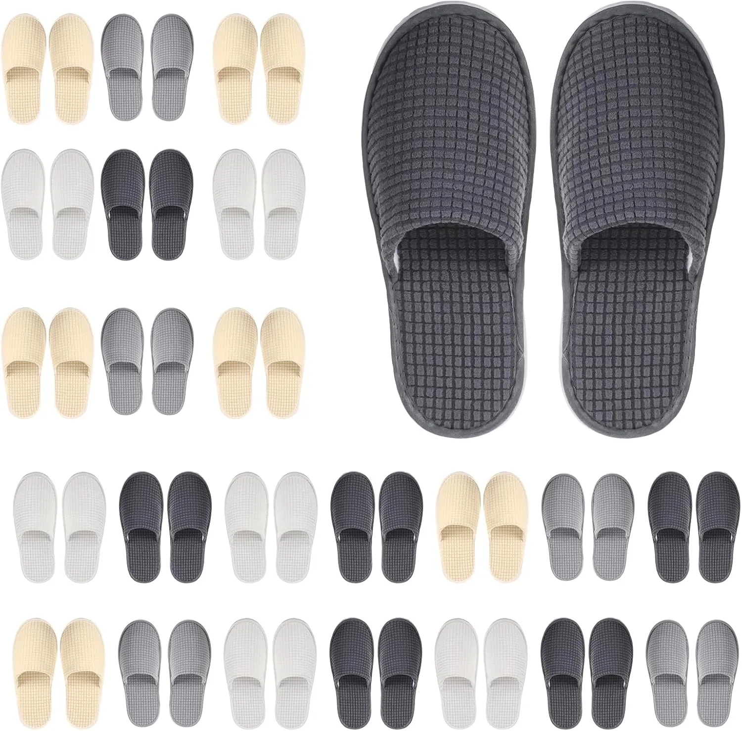 Geyoga 24 Pairs House Slipper for Guest Washable Reusable Soft Non Slip Disposable Slipper for Travel Hotel Spa Wedding Party Shoeless Home Coral Fleece