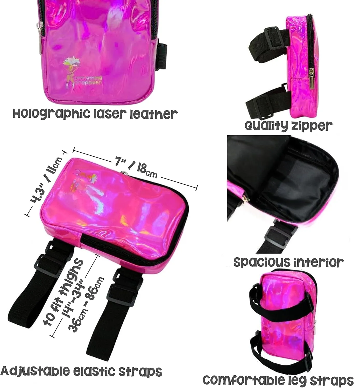 Glossy Thigh Bag | Carnival Leg Harness for Women | Outdoor Waist Pouch | J'ouvert Travel Leg Pack with Adjustable Colored Straps | Light Brown