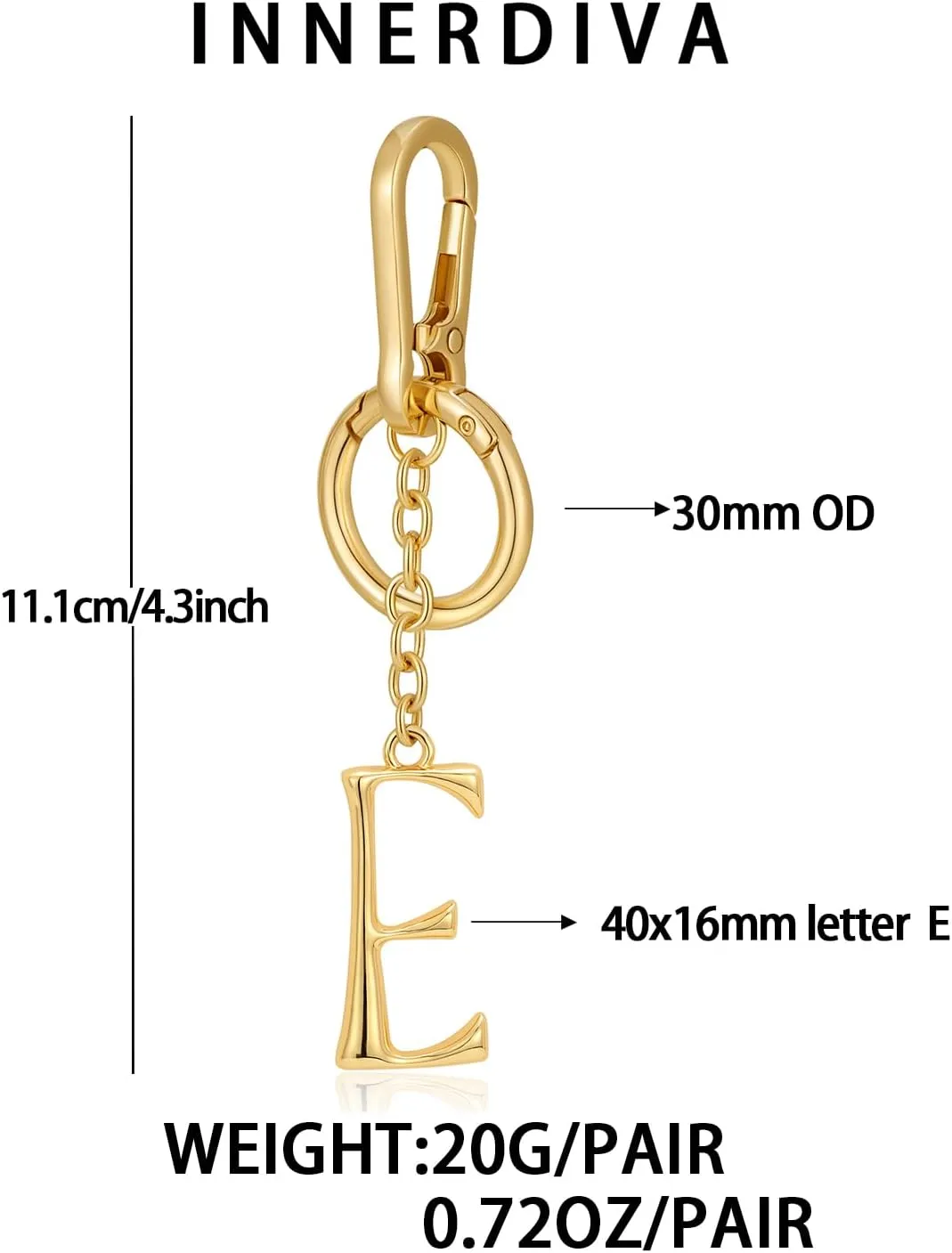 Gold Letter Keychain for Women, Initial A-Z Enamel Bag Charm Fashion Cute Keychain for Handbag Accessories Gifts