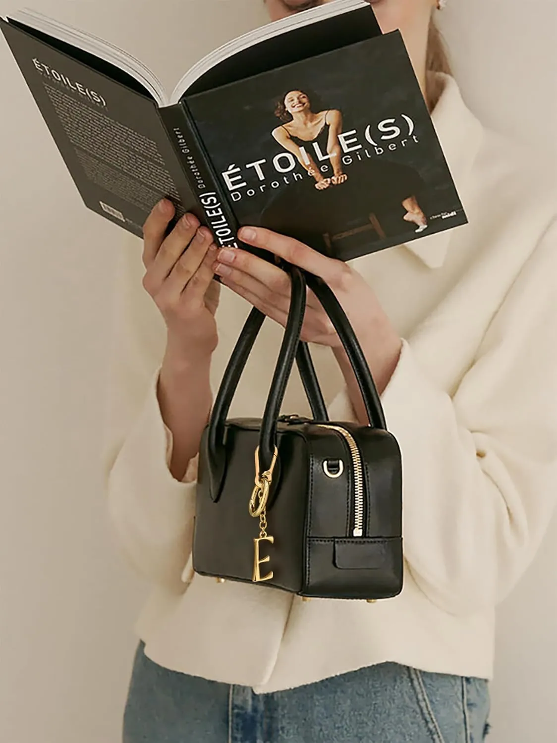 Gold Letter Keychain for Women, Initial A-Z Enamel Bag Charm Fashion Cute Keychain for Handbag Accessories Gifts