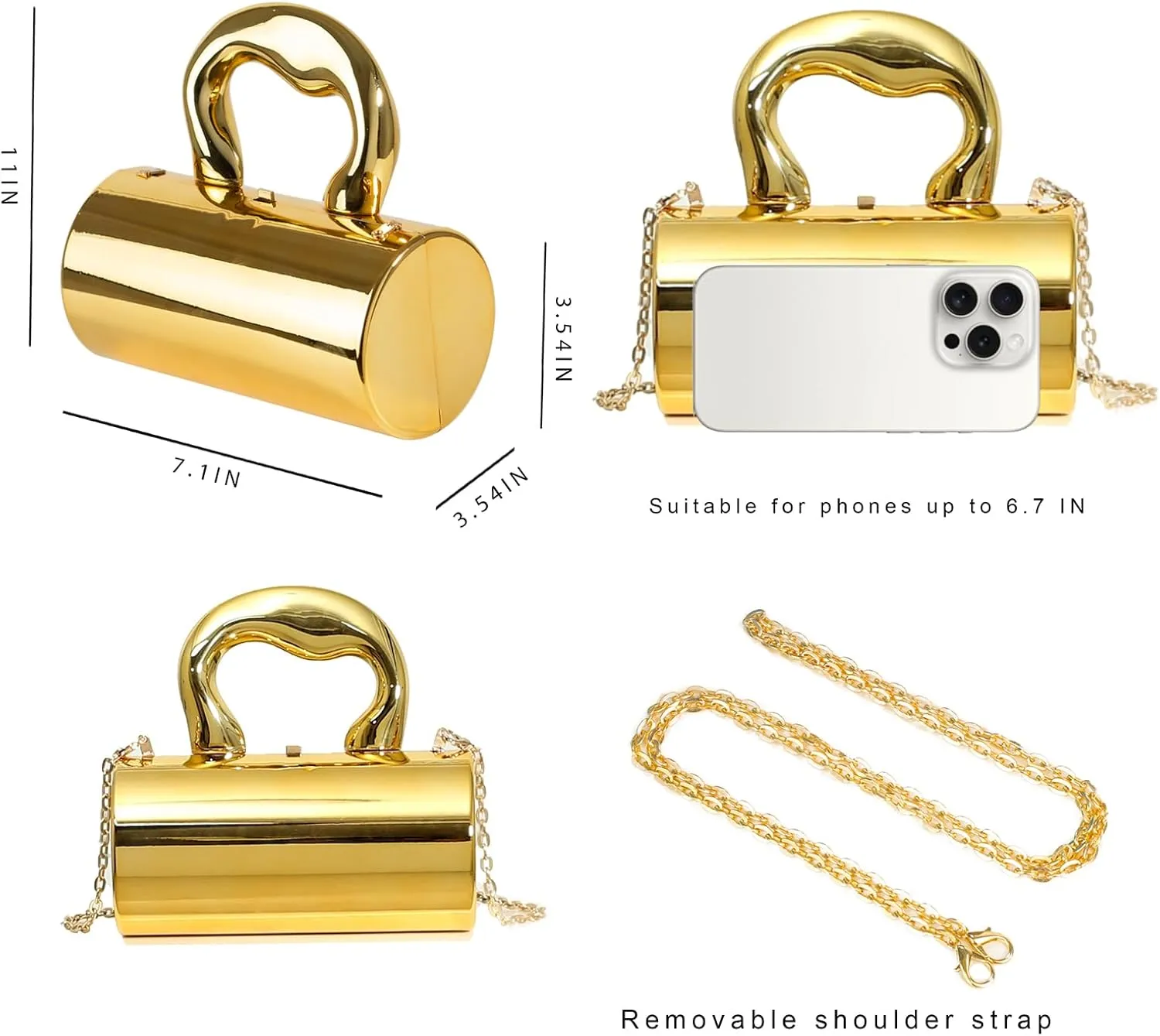 Gold Purse, Clutch Purses for Women, Acrylic Clutch Y2k Purse Satchel Crossbody Bags Women's Evening Parties Handbag