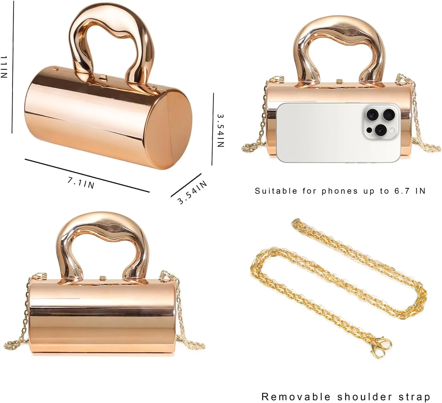 Gold Purse, Clutch Purses for Women, Acrylic Clutch Y2k Purse Satchel Crossbody Bags Women's Evening Parties Handbag