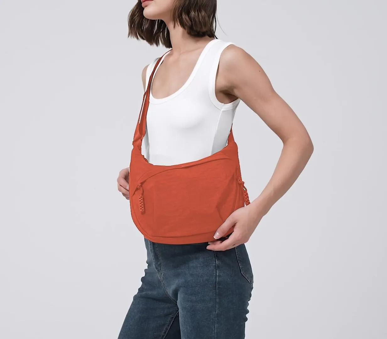 GRPKSSIB Nylon Crescent Bag Hobo Crossbody Bags Casual Sling Bag Slouchy Shoulder Bags Travel Messenger Bag for Women Men