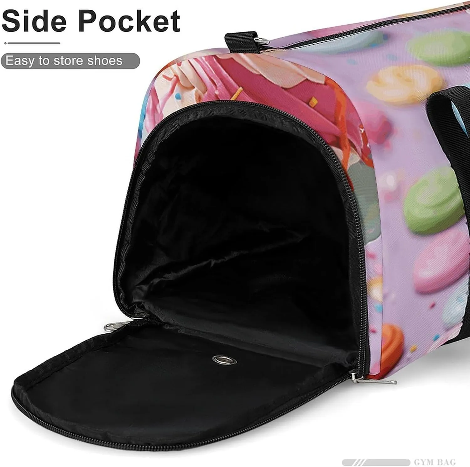 Gym Bag Many Colored Ice Cream Duffel Bag for Men Women Overnight Bag with Shoe Compartment Workout Bags