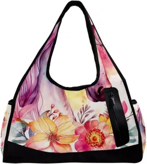 Gym Bags for Men,Travel Duffel Bags for Women,Colored Flower Bush Unicorn,Workout Bag