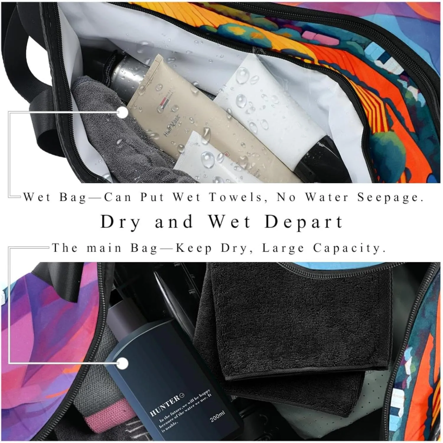Gym Bags for Women,Duffle Bag for Travel,Colored Trees Field Mountains,Gym Bag for Men