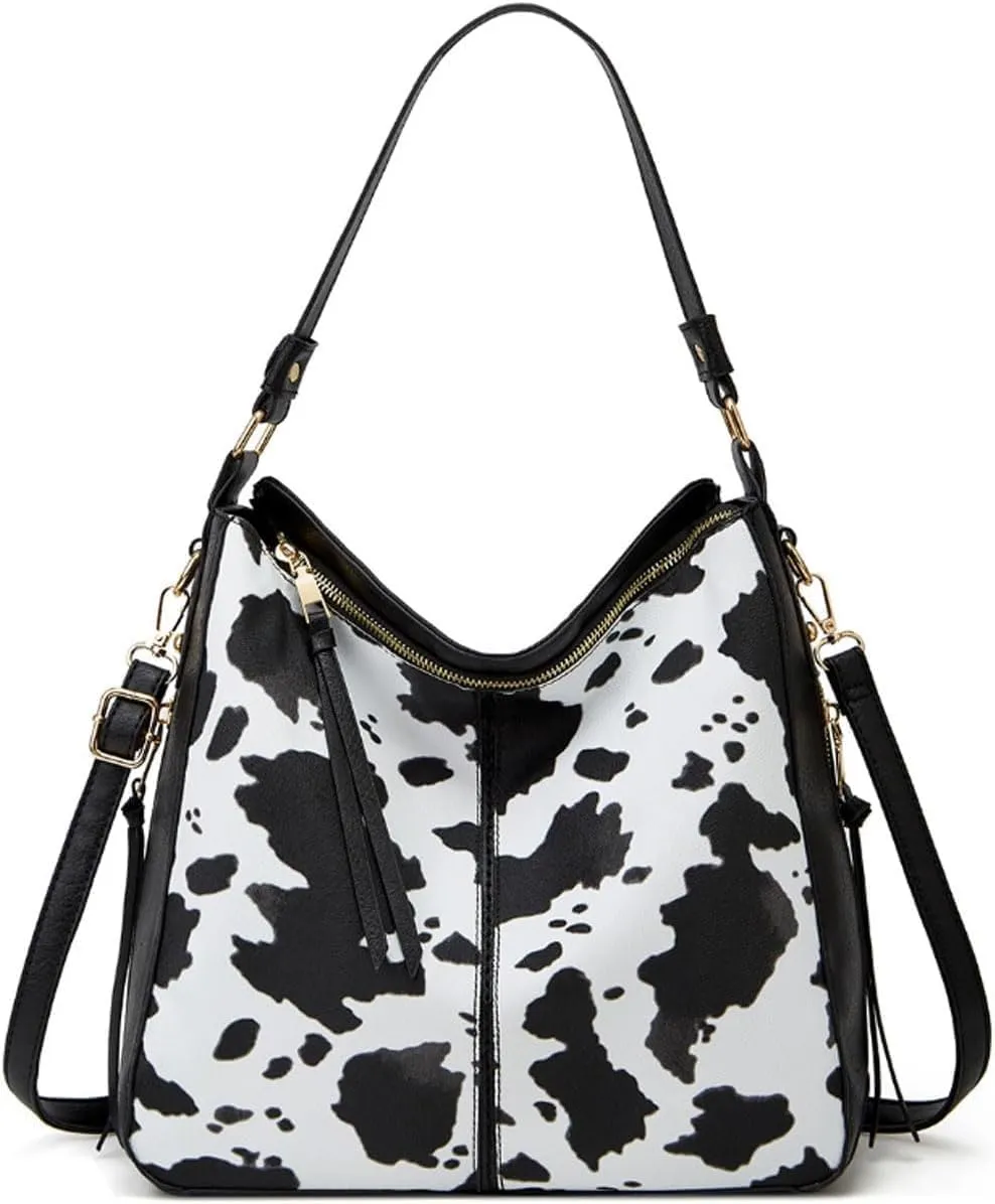 Handbags Women Fashion Leopard Tote Bag Shoulder Bags Cow Pattern Top Handle Satchel Purses Synthetic Leather Wallet