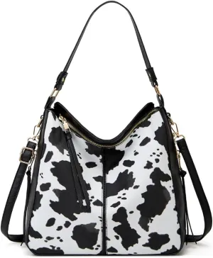 Handbags Women Fashion Leopard Tote Bag Shoulder Bags Cow Pattern Top Handle Satchel Purses Synthetic Leather Wallet