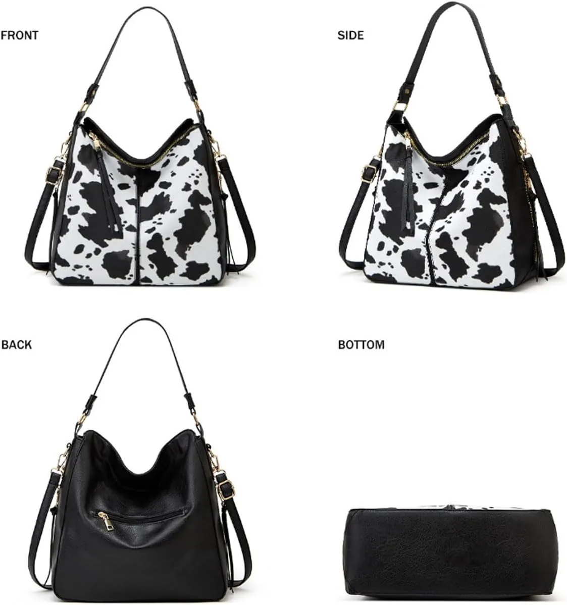 Handbags Women Fashion Leopard Tote Bag Shoulder Bags Cow Pattern Top Handle Satchel Purses Synthetic Leather Wallet