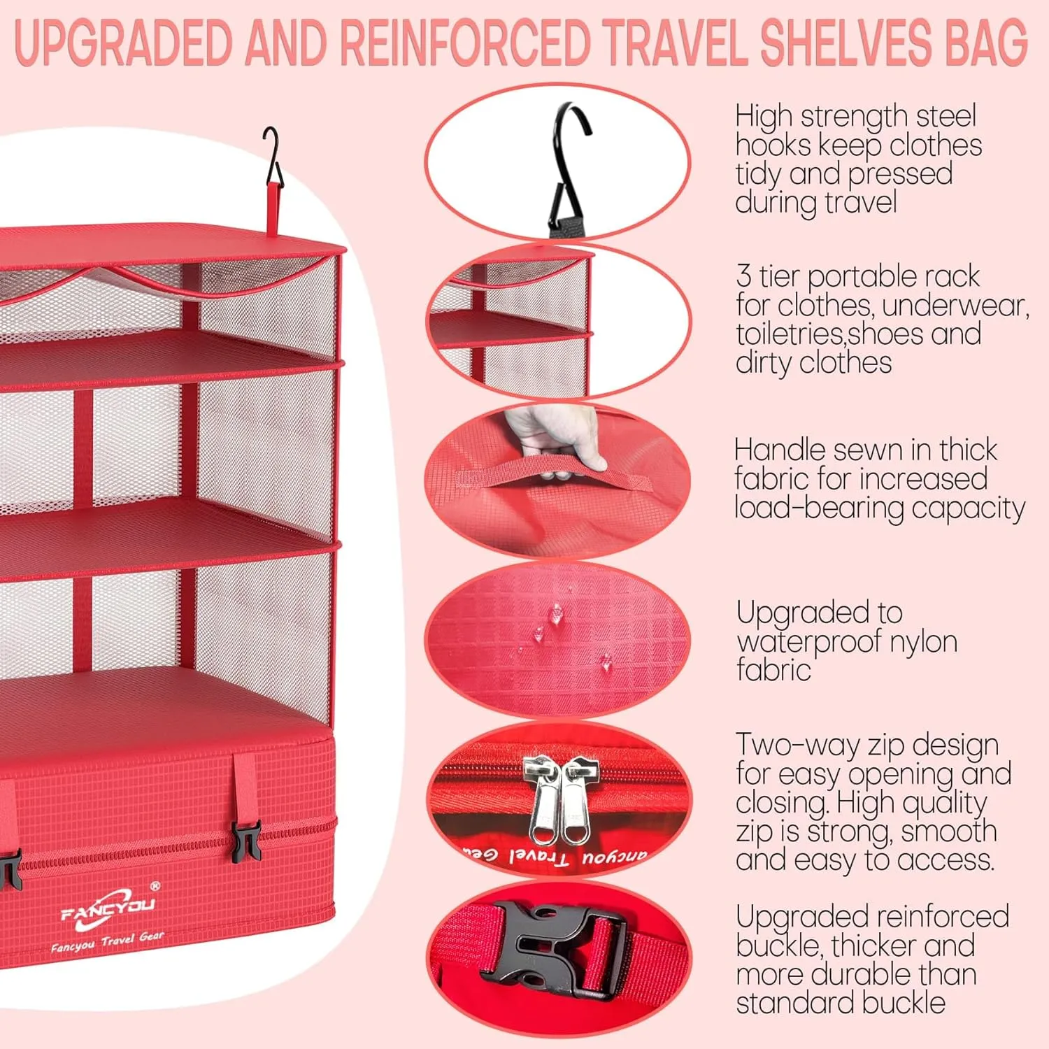 Hanging Packing Cubes for Suitcase Organizer Bags, Upgraded Nylon Fabric Portable Closet 17 * 12 * 24in, Compression Packing and Unpacking In One Step for Business Travel Essentials