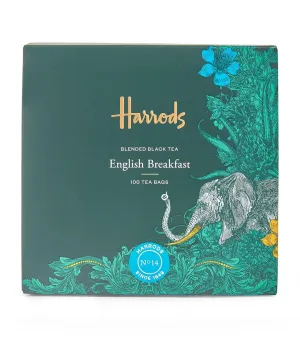 Harrods of London England English Breakfast Tea 100 Tea Bags