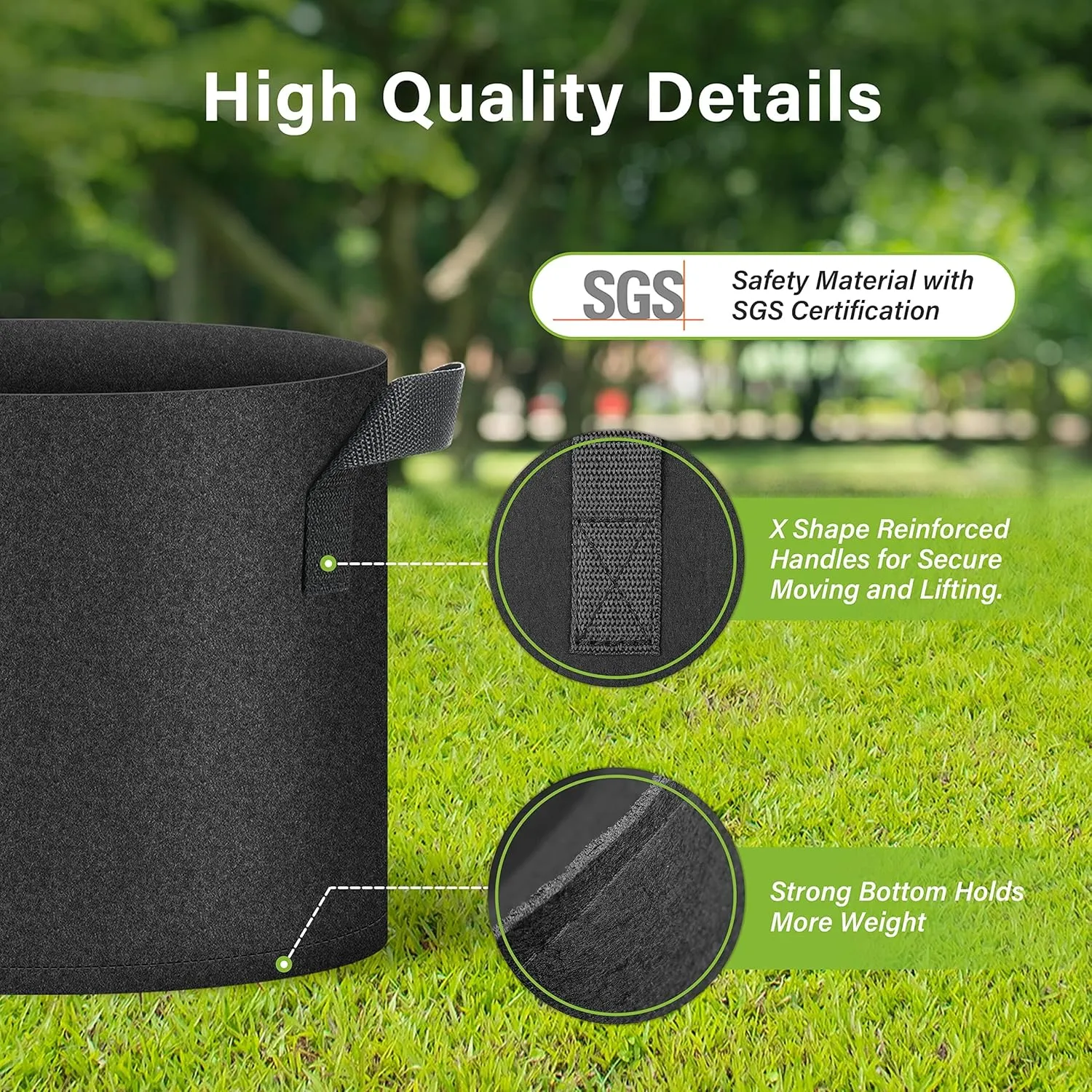 HealSmart 7 Gallon 10 Pack Plant Grow Bags, Tomoato Planter Pots with Handles, Aeration Nonwoven Fabric, Heavy Duty Gardening Planter for Vegetable, Herbs and Flowers, Black