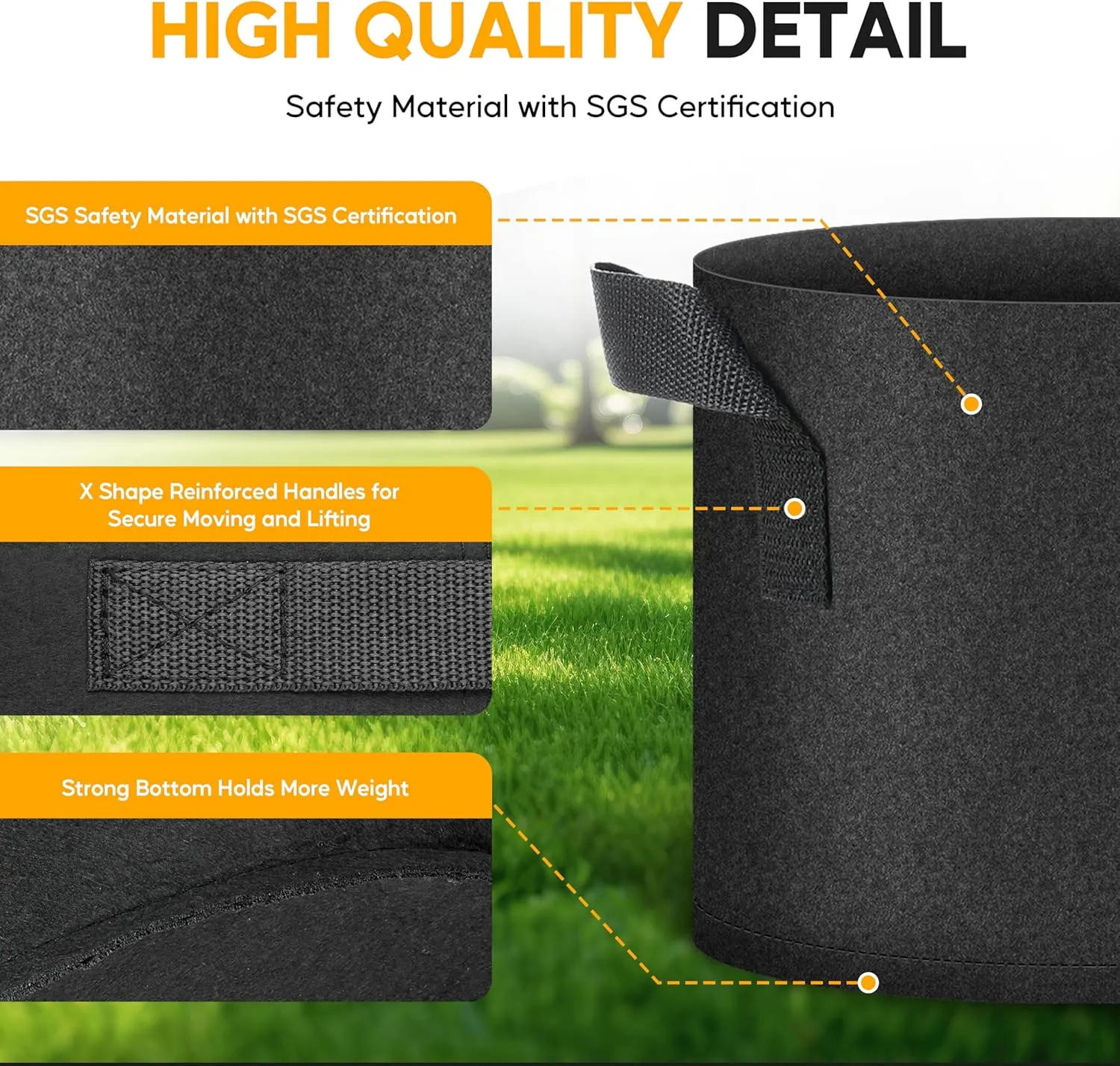 HealSmart Plant Grow Bags 5 Gallon 20-Pack, Tomoato Planter Pots with Handles, Aeration Nonwoven Fabric, Heavy Duty Gardening Planter for Vegetable, Herbs and Flowers, Black New