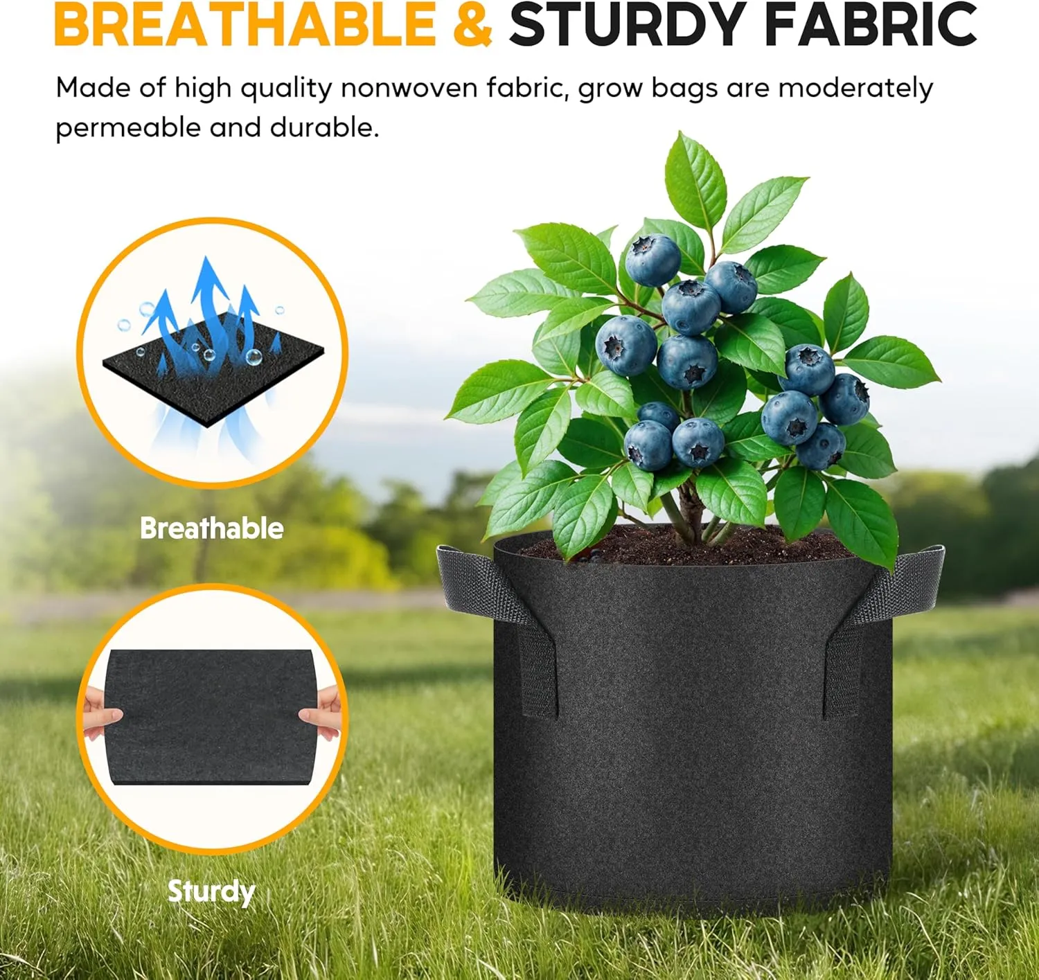 HealSmart Plant Grow Bags 5 Gallon 20-Pack, Tomoato Planter Pots with Handles, Aeration Nonwoven Fabric, Heavy Duty Gardening Planter for Vegetable, Herbs and Flowers, Black New