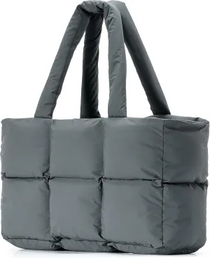 Herald Puffer Tote Bag for Women, Large Quilted Puffy Handbag Lightweight Satchel Purse for Work Travel Gym Shop