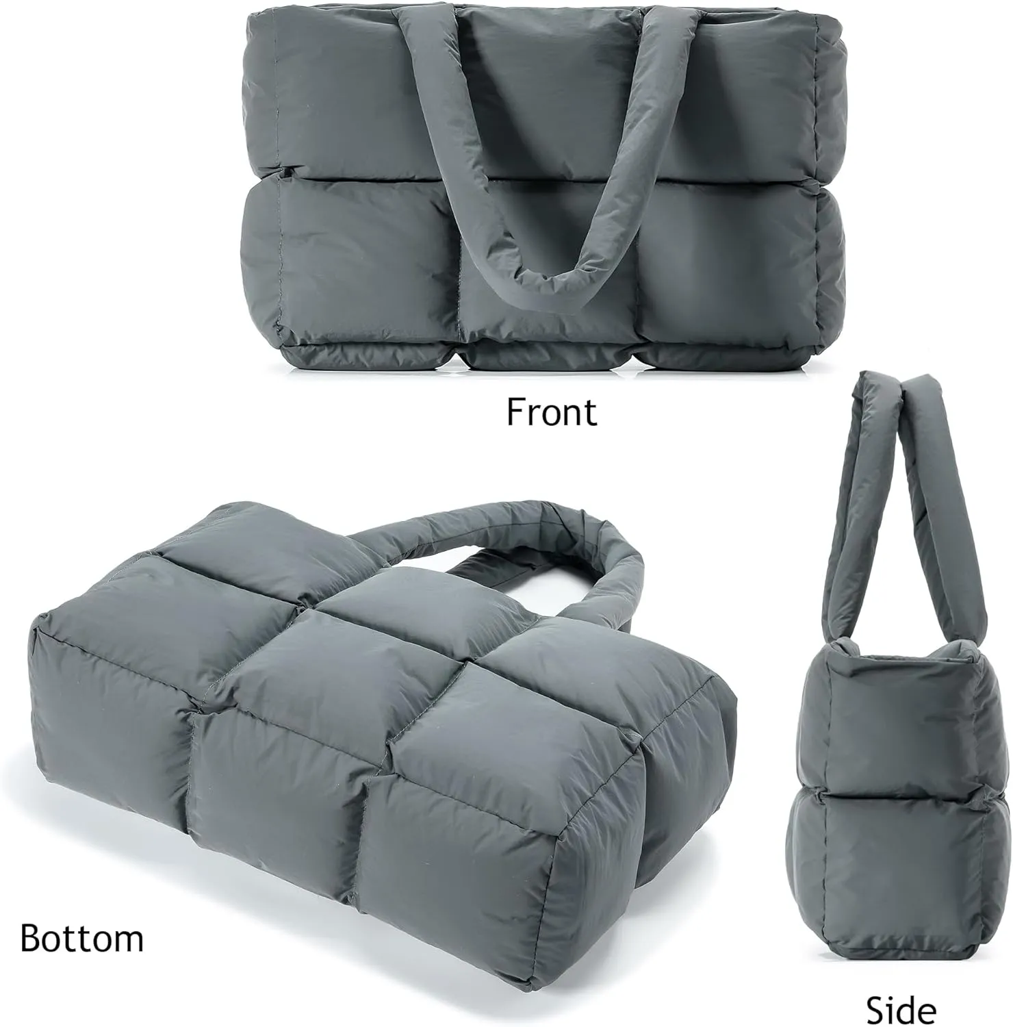 Herald Puffer Tote Bag for Women, Large Quilted Puffy Handbag Lightweight Satchel Purse for Work Travel Gym Shop