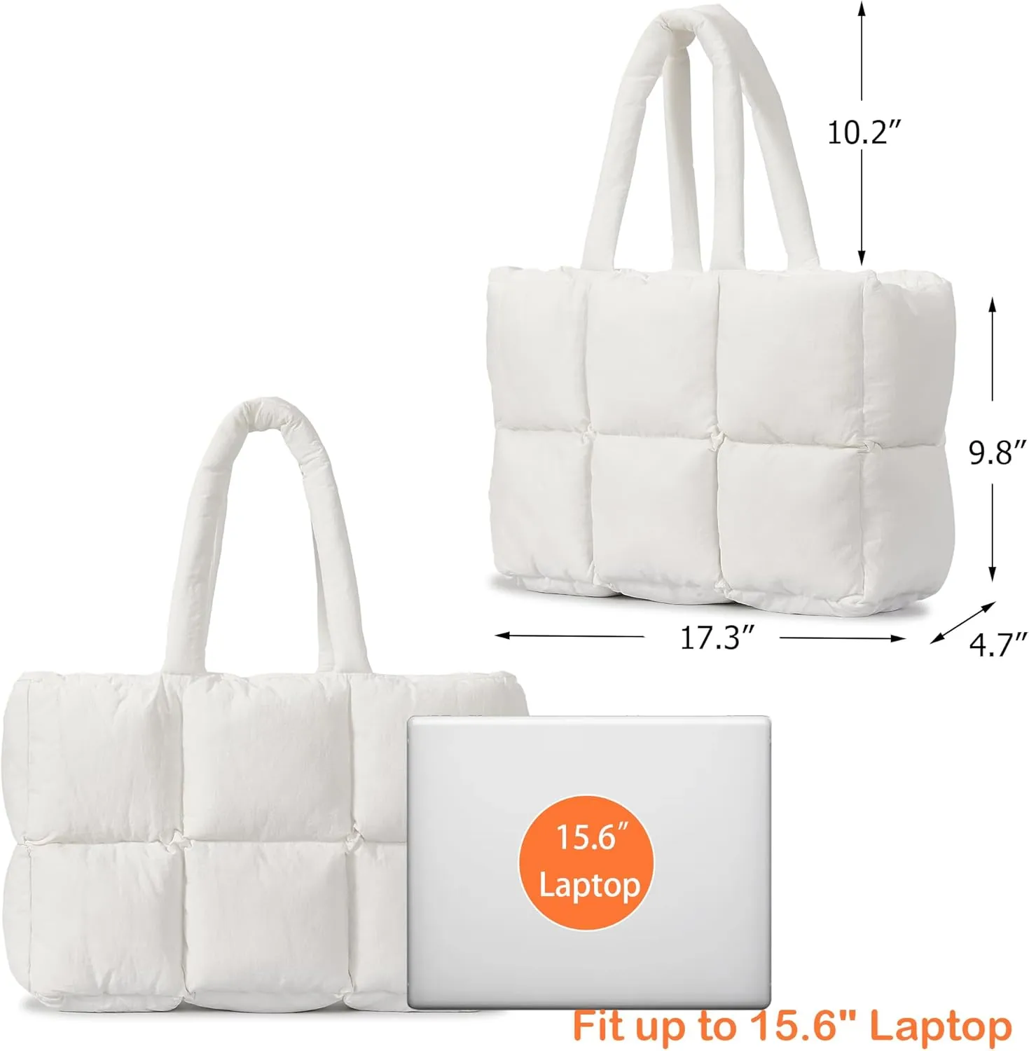 Herald Puffer Tote Bag for Women, Large Quilted Puffy Handbag Lightweight Satchel Purse for Work Travel Gym Shop