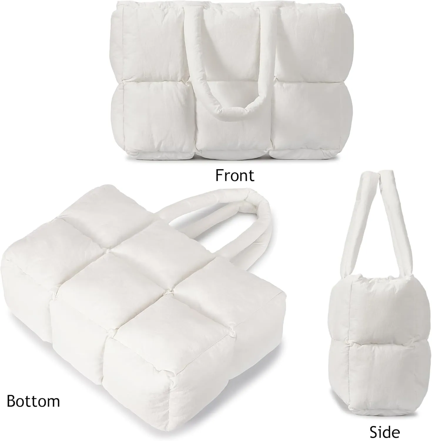 Herald Puffer Tote Bag for Women, Large Quilted Puffy Handbag Lightweight Satchel Purse for Work Travel Gym Shop