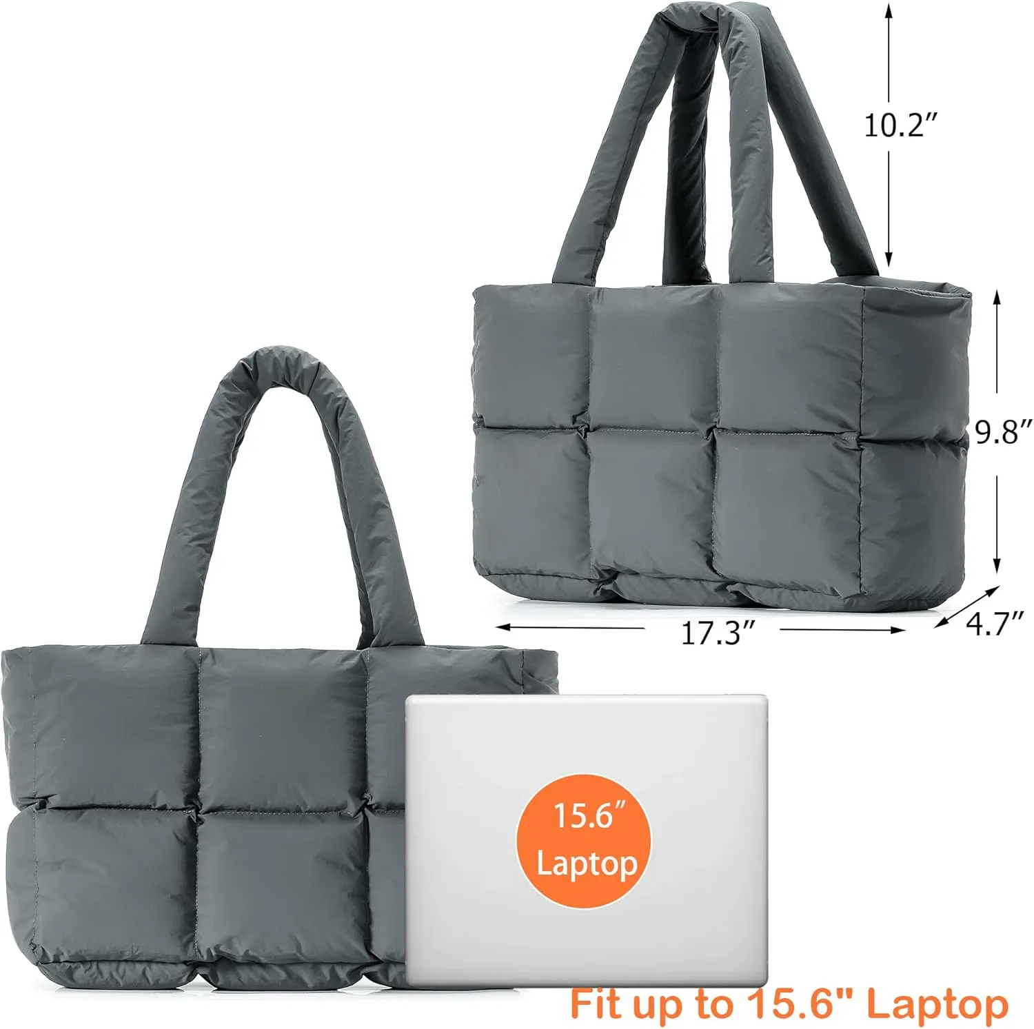 Herald Puffer Tote Bag for Women, Large Quilted Puffy Handbag Lightweight Satchel Purse for Work Travel Gym Shop